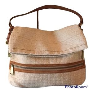 Fossil explorer flap natural hobo handbag NEW with tags